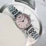 Emporio Armani Classic Gianni T Bar Crystals Pink Dial Silver Steel Strap Watch For Women - AR1781