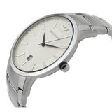 Emporio Armani Classic Quartz White Dial Silver Steel Strap Watch For Men - AR2430