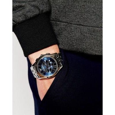 Emporio Armani Classic Navy Blue Dial Stainless Steel Watch For Men - AR1787