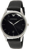 Emporio Armani Classic Quartz Black Dial Black Leather Strap Watch For Men - AR1865