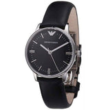 Emporio Armani Classic Quartz Black Dial Black Leather Strap Watch For Women - AR1600