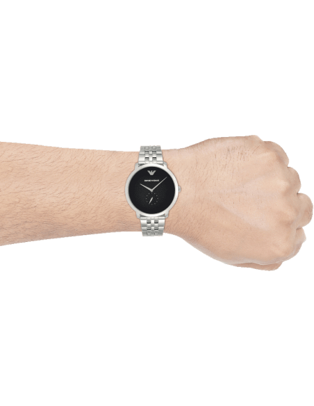 Emporio Armani Classic Quartz Black Dial Silver Steel Strap Watch For Men - AR11161