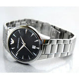 Emporio Armani Classic Quartz Black Dial Silver Steel Strap Watch For Women - AR2441