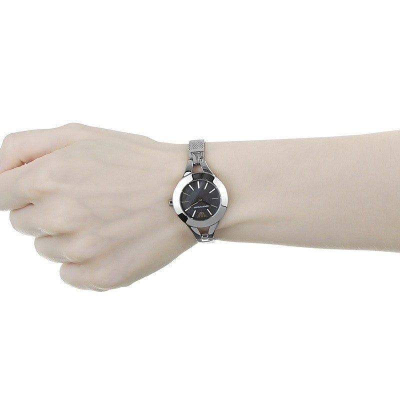 Emporio Armani Classic Quartz Black Dial Silver Steel Strap Watch For Women - AR7328