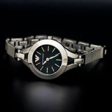 Emporio Armani Classic Quartz Black Dial Silver Steel Strap Watch For Women - AR7328