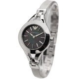 Emporio Armani Classic Quartz Black Dial Silver Steel Strap Watch For Women - AR7328
