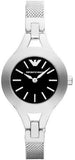 Emporio Armani Classic Quartz Black Dial Silver Steel Strap Watch For Women - AR7328