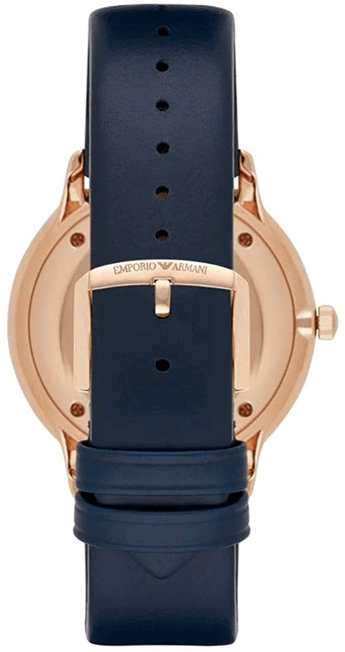 Emporio Armani Classic Quartz Blue Dial Blue Leather Strap Watch For Men  - AR2071