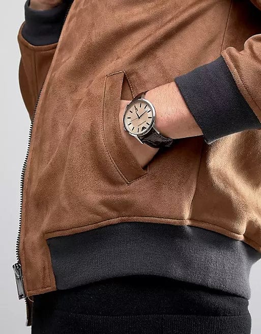 Emporio Armani Classic Quartz Brown Dial Brown Leather Strap Watch For Men - AR2427