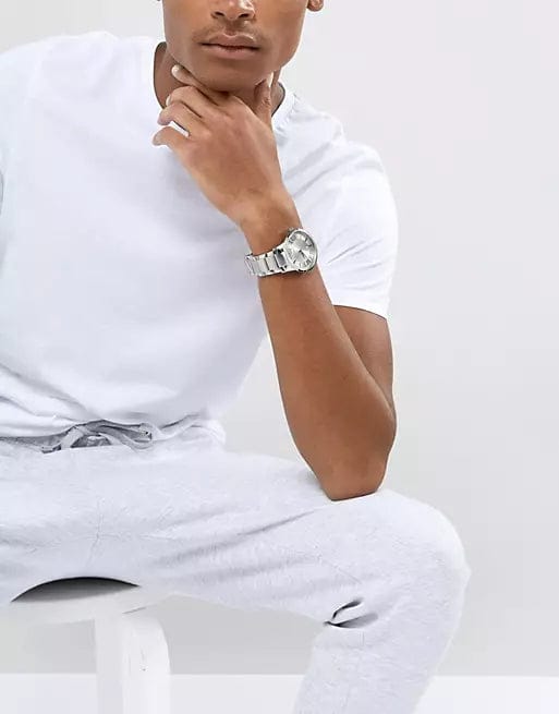 Emporio Armani Classic Quartz Silver Dial Silver Steel Strap Watch For Men - AR2478