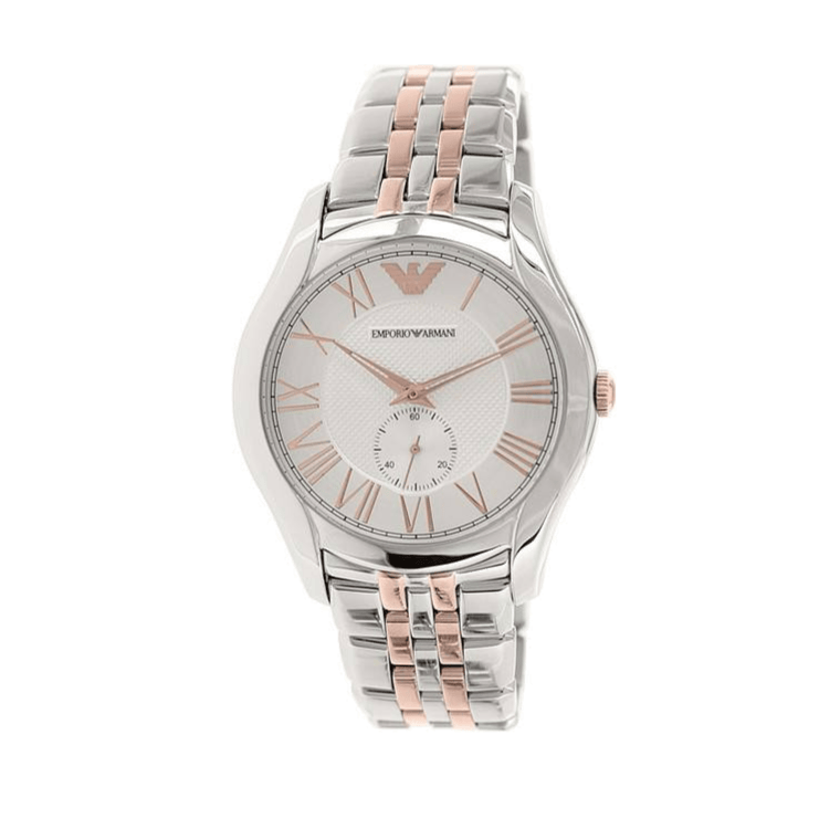 Emporio Armani Classic Quartz Silver Dial Two Tone Steel Strap Watch For Men - AR1824
