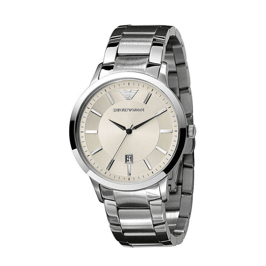 Emporio Armani Classic Quartz White Dial Silver Steel Strap Watch For Men - AR2431