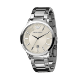Emporio Armani Classic Quartz White Dial Silver Steel Strap Watch For Men - AR2431