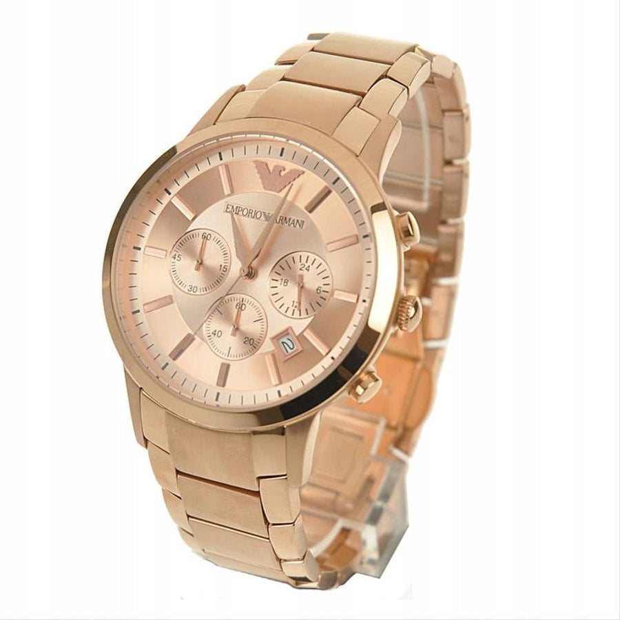Emporio Armani Classic Rose Gold Chronograph Steel Strap Watch For Men - AR2452