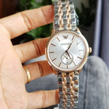 Emporio Armani Classic Silver Dial Two Tone Steel Strap Watch For Men - AR1839