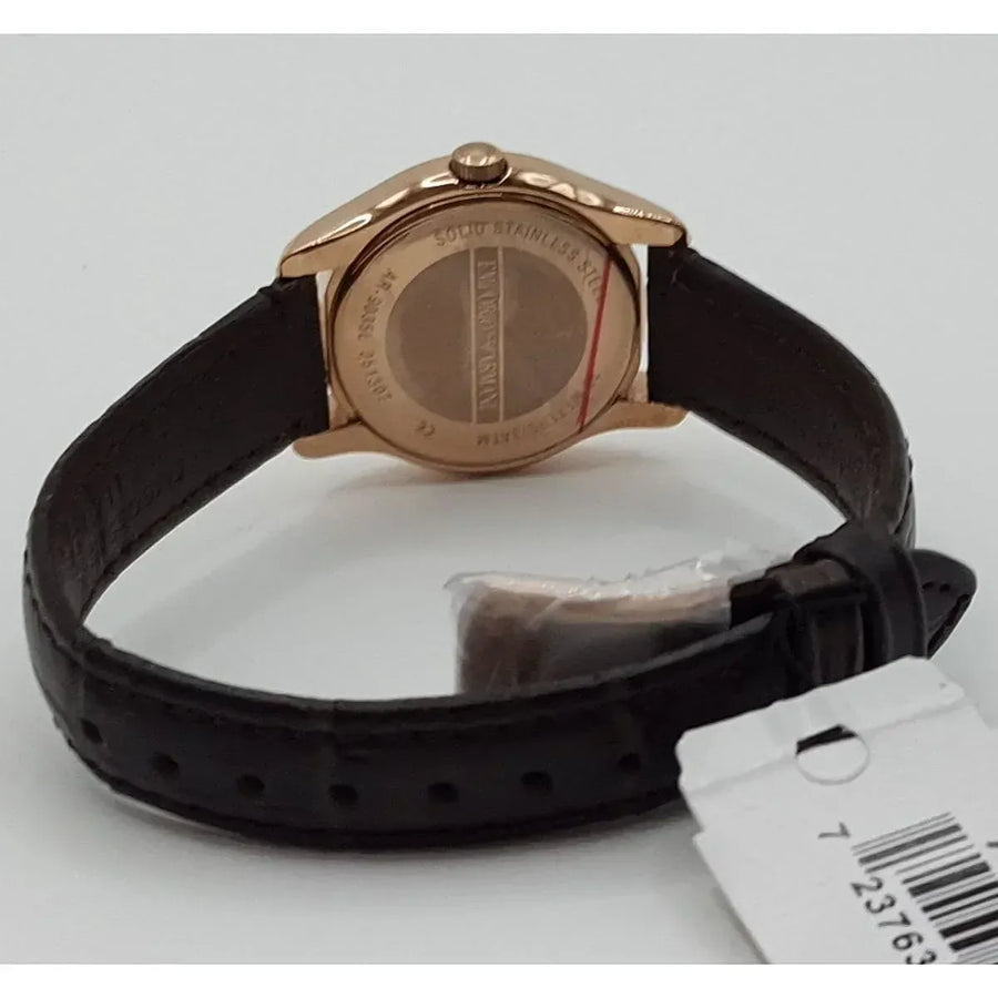 Emporio Armani Classic White Dial Brown Leather Strap Watch For Men - AR9035