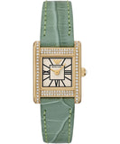 Emporio Armani Classic White Dial Green Leather Strap Watch for Women - AR11661