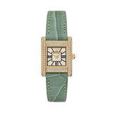Emporio Armani Classic White Dial Green Leather Strap Watch for Women - AR11661