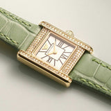 Emporio Armani Classic White Dial Green Leather Strap Watch for Women - AR11661