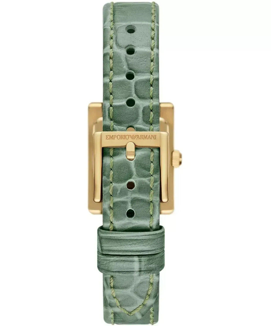 Emporio Armani Classic White Dial Green Leather Strap Watch for Women - AR11661