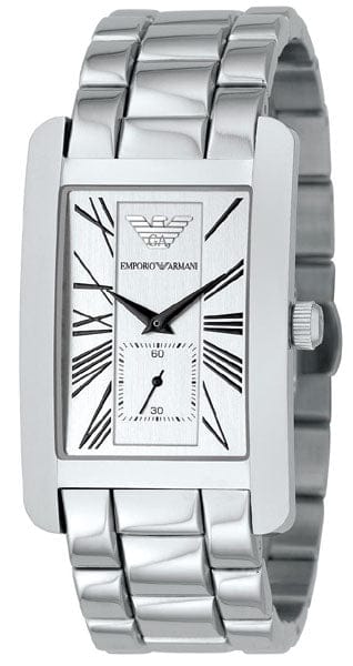Emporio Armani Classic White Dial Silver Steel Strap Watch For Men - AR0145