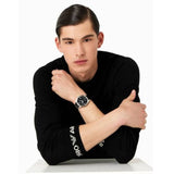 Emporio Armani Claudio Chronograph Black Dial Black Leather Strap Watch For Men - AR11542