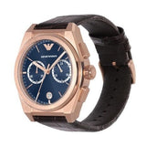 Emporio Armani Claudio Chronograph Blue Dial Brown Leather Strap Watch For Men - AR11554