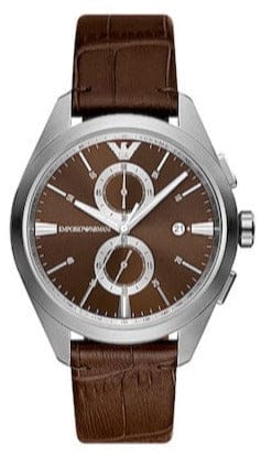 Emporio Armani Claudio Chronograph Brown Dial Brown Leather Strap Watch For Men - AR11482