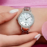 Emporio Armani Cleo Crystals Mother Of Pearl Dial Silver Steel Strap Watch For Women - AR11484