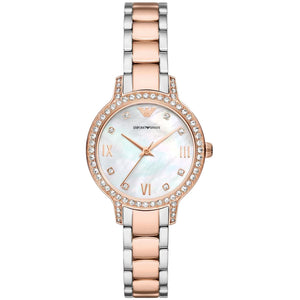 Emporio Armani Cleo Mother of Pearl Dial Two Tone Steel Strap Watch For Women - AR11499