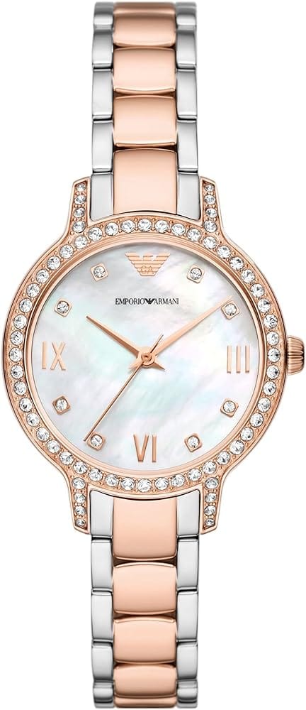 Emporio Armani Cleo Mother of Pearl Dial Two Tone Steel Strap Watch For Women - AR11499