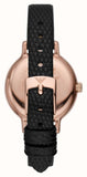 Emporio Armani Cleo Three-Hand Mother of Pearl Dial Black Leather Strap Watch For Women - AR11485