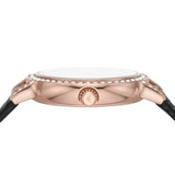 Emporio Armani Cleo Three-Hand Mother of Pearl Dial Black Leather Strap Watch For Women - AR11485