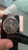 Emporio Armani Crystal Ceramica Black Dial Black Steel Strap Watch For Women - AR1478
