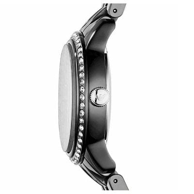 Emporio Armani Crystal Ceramica Black Dial Black Steel Strap Watch For Women - AR1478