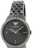 Emporio Armani Crystal Ceramica Black Dial Black Steel Strap Watch For Women - AR1478