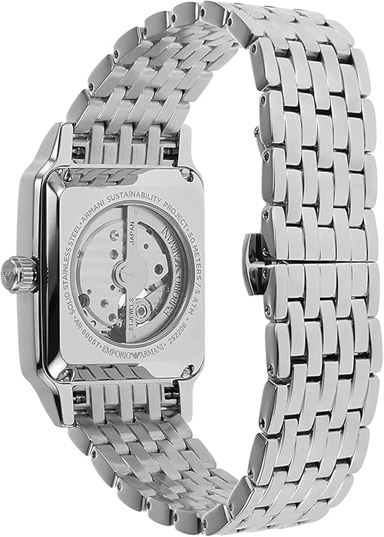 Emporio Armani Diego Automatic Black Dial Silver Steel Strap Watch For Men - AR60057