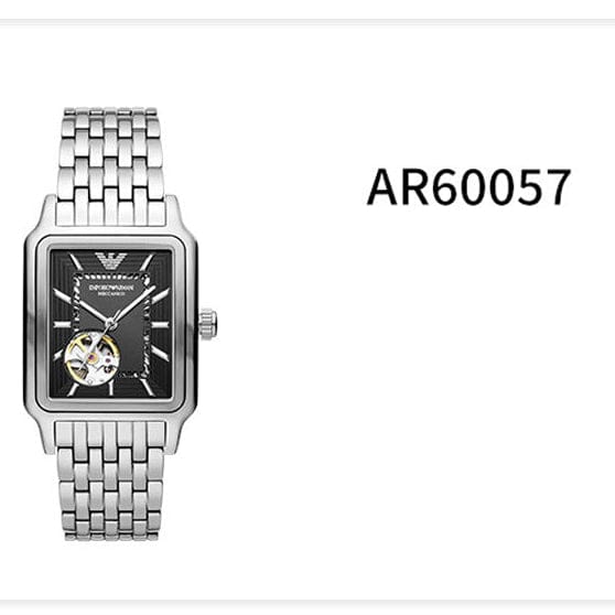 Emporio Armani Diego Automatic Black Dial Silver Steel Strap Watch For Men - AR60057