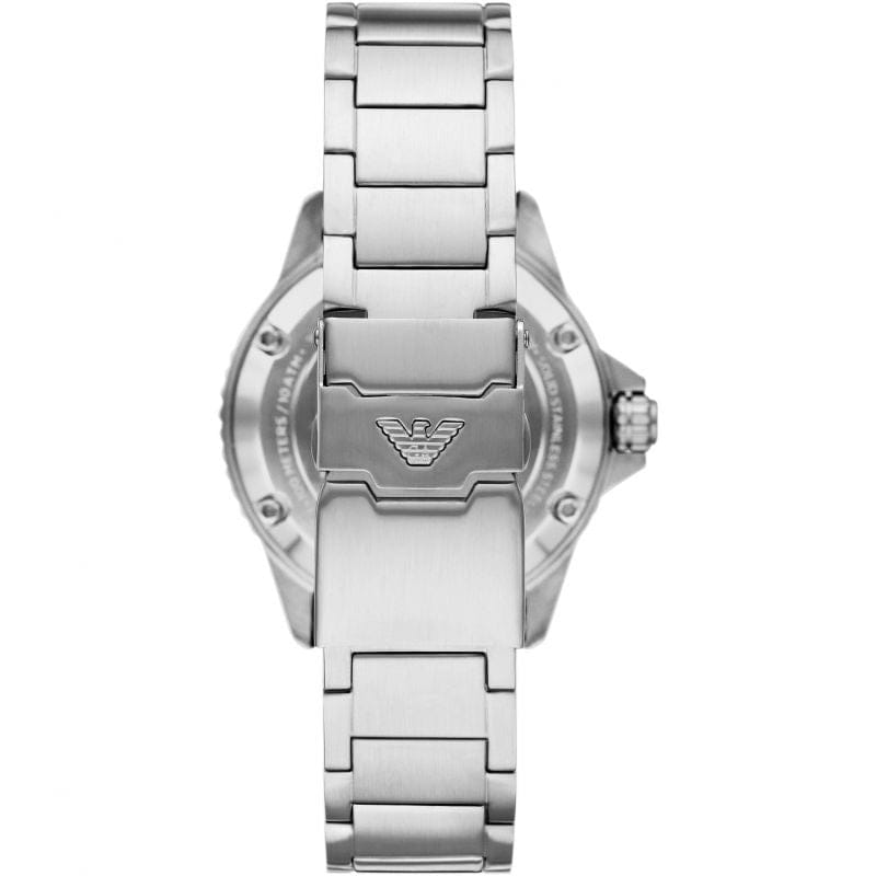 Emporio Armani Diver Automatic Green Dial Silver Steel Strap Watch For Men - AR60061