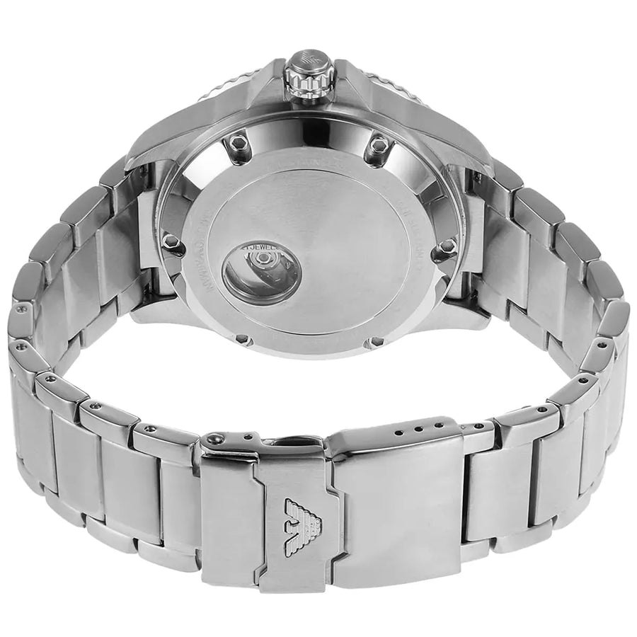 Emporio Armani Diver Automatic Green Dial Silver Steel Strap Watch For Men - AR60061