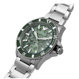 Emporio Armani Diver Automatic Green Dial Silver Steel Strap Watch For Men - AR60061