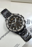 Emporio Armani Diver Chronograph Black Dial Black Steel Strap Watch For Men - AR80050