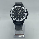 Emporio Armani Diver Chronograph Black Dial Black Steel Strap Watch For Men - AR80050