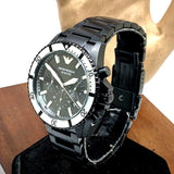 Emporio Armani Diver Chronograph Black Dial Black Steel Strap Watch For Men - AR80050