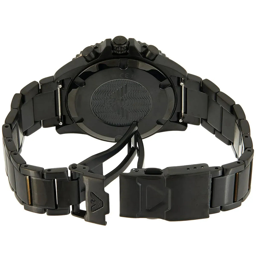 Emporio Armani Diver Chronograph Black Dial Black Steel Strap Watch For Men - AR80050