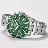 Emporio Armani Diver Chronograph Green Dial Silver Steel Strap Watch For Men - AR11500
