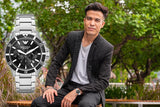 Emporio Armani Diver Chronograph Quartz Black Dial Silver Steel Strap Watch For Men - AR11360