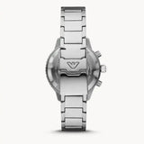 Emporio Armani Diver Chronograph Quartz Black Dial Silver Steel Strap Watch For Men - AR11360