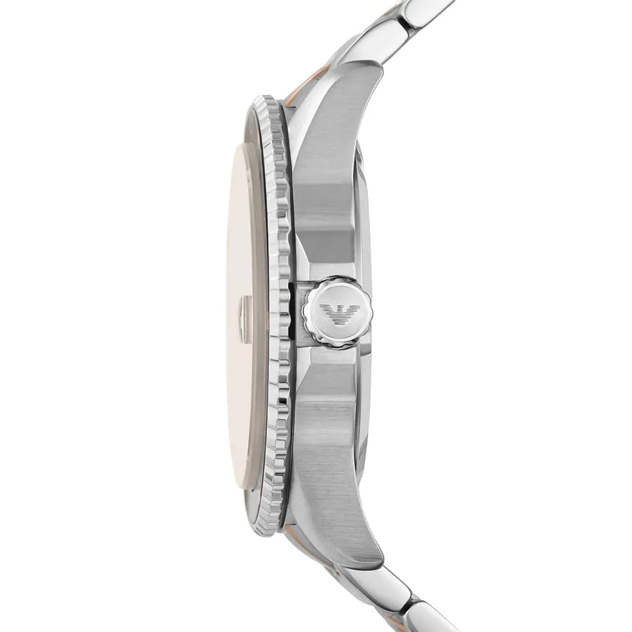 Emporio Armani Diver Quartz Brown Dial Two Tone Steel Strap Watch For Men - AR11340