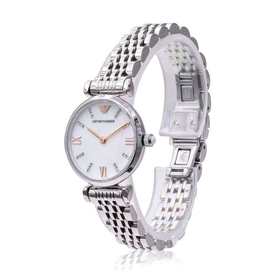 Emporio Armani Donna Mother of Pearl Dial Silver Steel Strap Watch For Women - AR11204